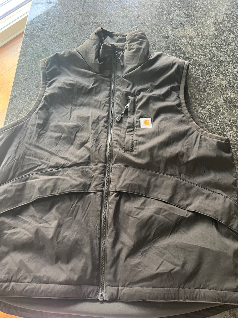 Carhartt Black Quilted Work Vest with Chest Pocket